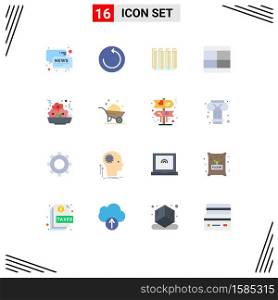 16 User Interface Flat Color Pack of modern Signs and Symbols of fast, illustration, heater, draw, create Editable Pack of Creative Vector Design Elements