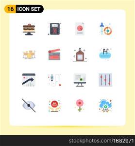 16 User Interface Flat Color Pack of modern Signs and Symbols of drums, pipette, document, picker, color picker Editable Pack of Creative Vector Design Elements