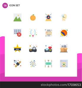 16 User Interface Flat Color Pack of modern Signs and Symbols of computers, mind, business, gain, providence Editable Pack of Creative Vector Design Elements