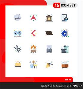 16 User Interface Flat Color Pack of modern Signs and Symbols of road, user, bank, security, gdpr Editable Pack of Creative Vector Design Elements