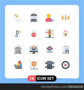 16 User Interface Flat Color Pack of modern Signs and Symbols of pollustion, weather, left, thermometer, mirror Editable Pack of Creative Vector Design Elements