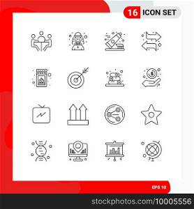 16 User Interface Outline Pack of modern Signs and Symbols of box, left, hat, switch, clean Editable Vector Design Elements