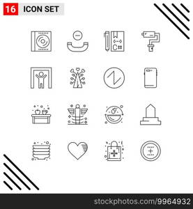 16 User Interface Outline Pack of modern Signs and Symbols of human scanner, painter, c, brush, development Editable Vector Design Elements