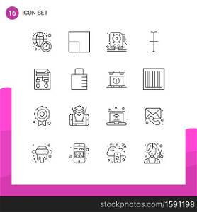 16 User Interface Outline Pack of modern Signs and Symbols of key, wireframe, hdd, process, graph Editable Vector Design Elements