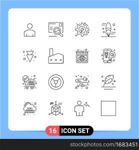16 User Interface Outline Pack of modern Signs and Symbols of painting, design, electrical, coding, gear Editable Vector Design Elements