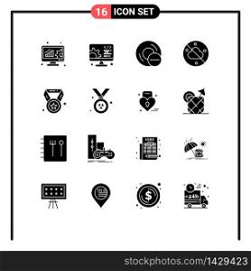 16 User Interface Solid Glyph Pack of modern Signs and Symbols of award, weather, computers, sky, hardware Editable Vector Design Elements
