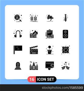 16 User Interface Solid Glyph Pack of modern Signs and Symbols of interview, dress, wheat, business, voice Editable Vector Design Elements