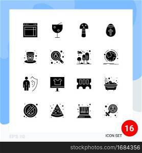 16 User Interface Solid Glyph Pack of modern Signs and Symbols of hat, celebration, food, holidays, egg Editable Vector Design Elements