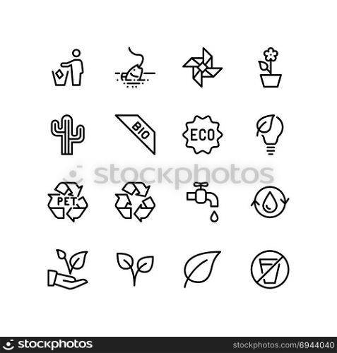 16 Vector mixed icons of nature and clean environment