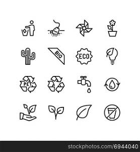 16 Vector mixed icons of nature and clean environment