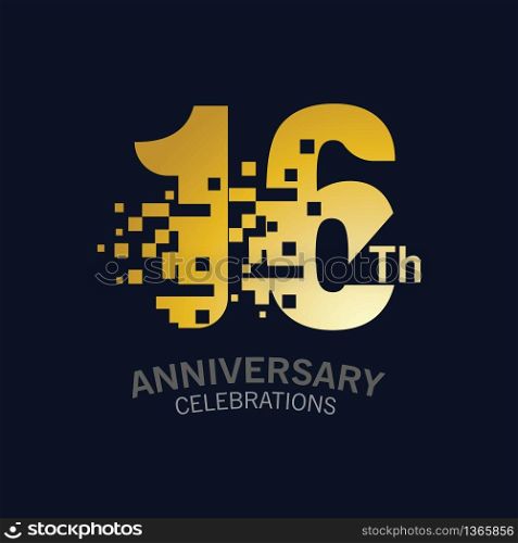 16 Year Anniversary logo template. Design Vector template for celebration