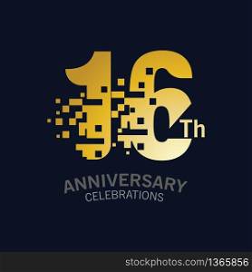 16 Year Anniversary logo template. Design Vector template for celebration