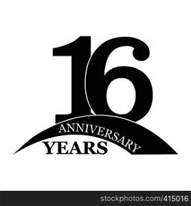 16 years anniversary, flat simple design, logo