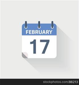 17 february calendar icon. 17 february calendar icon on grey background