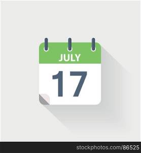 17 july calendar icon. 17 july calendar icon on grey background