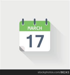 17 march calendar icon. 17 march calendar icon on grey background