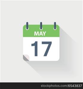 17 may calendar icon. 17 may calendar icon on grey background
