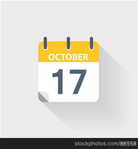 17 october calendar icon. 17 october calendar icon on grey background