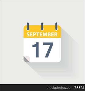 17 september calendar icon. 17 september calendar icon on grey background