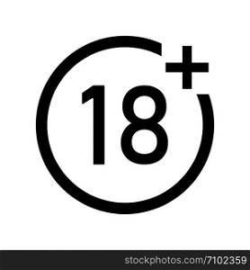 18+ age icon symbol of adult person. Sign of age attention. EPS 10. 18+ age icon symbol of adult person. Sign of age attention.
