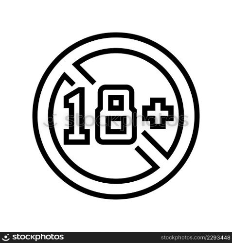 18 age restriction line icon vector. 18 age restriction sign. isolated contour symbol black illustration. 18 age restriction line icon vector illustration