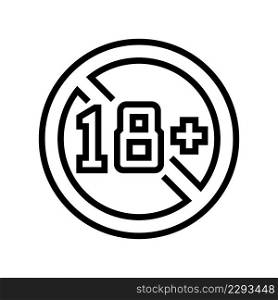 18 age restriction line icon vector. 18 age restriction sign. isolated contour symbol black illustration. 18 age restriction line icon vector illustration