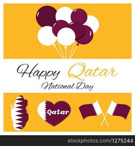 18 December. Qatar National Day card in national flag color theme.. 18 December. Qatar National Day card