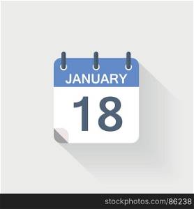 18 january calendar icon. 18 january calendar icon on grey background