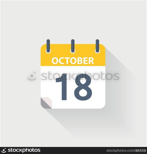 18 october calendar icon. 18 october calendar icon on grey background