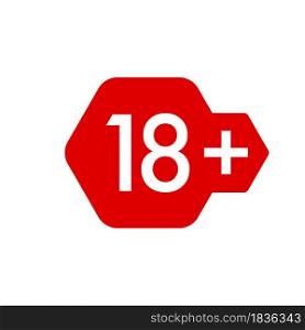 18 plus years old icon vector set. Adults content. 18 age restriction signs. Eighteen plus years sticker, badge, hexagonal red label.. Eighteen plus years sticker, badge, hexagonal red label. Vector illustration