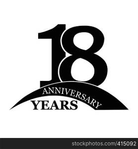 18 years anniversary, flat simple design, logo