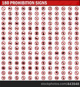 180 prohibition signs isolated on white background. Big set prohibition icons symbols vector illustration. 180 prohibition signs set vector