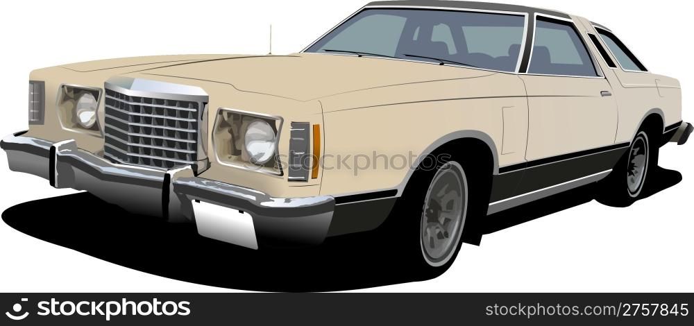 1960&rsquo;s light pink sedan on isolated background. Vector illustration