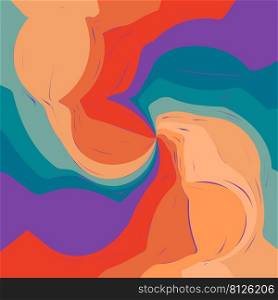 1970 Wavy Swirl Seamless Pattern in Orange and Pink Colors. Seventies Style, Groovy Background, Wallpaper, Print. Flat, Hippie Aesthetic. 1970 Wavy Swirl Seamless Pattern in Orange and Pink Colors. Seventies Style, Groovy Background