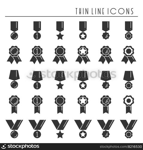 1st place gold medal award with ribbon. Winner line thin icon. First place leadership ch&ion achievement. Vector isolated illustration. Linear flat design. Success symbols. Object. Sign.