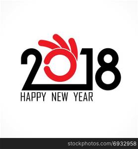 2,0,1 and 8 and hand sign with holiday background concept.Happy new year 2018 holiday background.2018 Happy New Year greeting card.Vector illustration