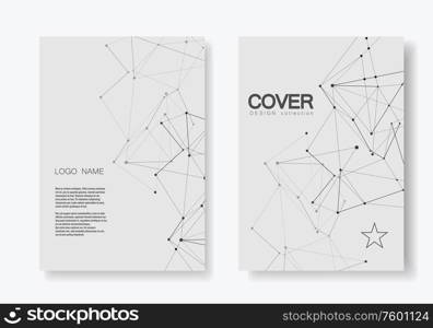2 cover vector templates for brochure in A4 size. Modern geometric background with connected lines and dots.. 2 cover vector templates for brochure in A4 size. Modern geometric background with connected lines and dots