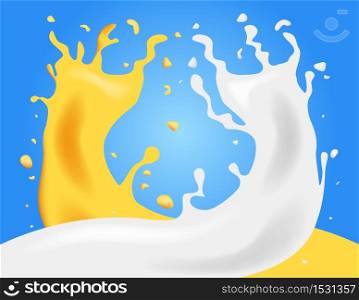 2 drink mixes together , milk and honey vector background