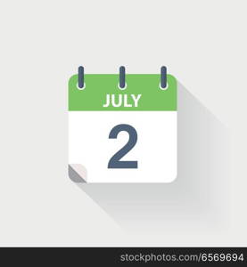 2 july calendar icon. 2 july calendar icon on grey background