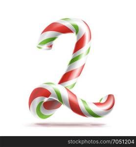 2, Number Two Vector. 3D Number Sign. Figure 2 In Christmas Colours. Red, White, Green Striped. Classic Xmas Mint Hard Candy Cane. New Year Design. Isolated On White Illustration. 2, Number Two Vector. 3D Number Sign. Figure 2 In Christmas Colours. Red, White, Green Striped. Classic Xmas Mint Hard Candy Cane. New Year Design. Isolated