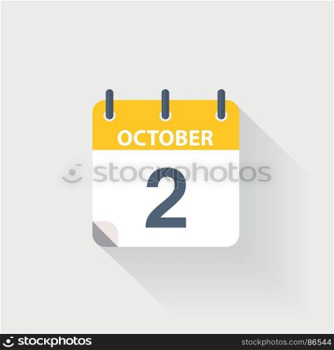 2 october calendar icon. 2 october calendar icon on grey background