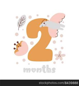 2 two months Baby month anniversary card metrics. Baby shower print with cute animal dino and flowers capturing all special moments. Baby milestone card for newborn girl.. 2 two months Baby month anniversary card metrics. Baby shower print with cute animal dino and flowers capturing all special moments. Baby milestone card for newborn girl