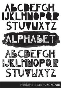 2 vector latin doodle funny alphabets: can be used for banners, postcards, invitations etc.