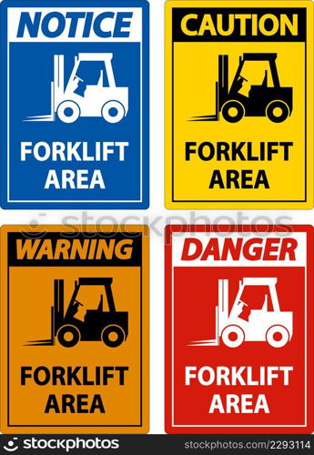 2-Way Caution Forklift Area Sign On White Background