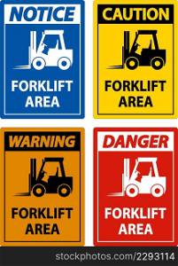 2-Way Caution Forklift Area Sign On White Background