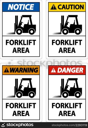 2-Way Caution Forklift Area Sign On White Background