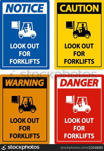 2-Way Look Out For Forklifts Sign On White Background