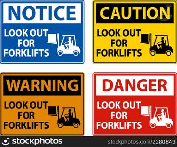2-Way Look Out For Forklifts Sign On White Background