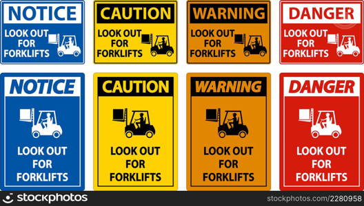 2-Way Look Out For Forklifts Sign On White Background