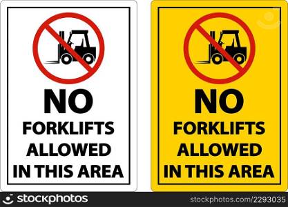 2-Way No Forklifts Allowed In Area Sign On White Background